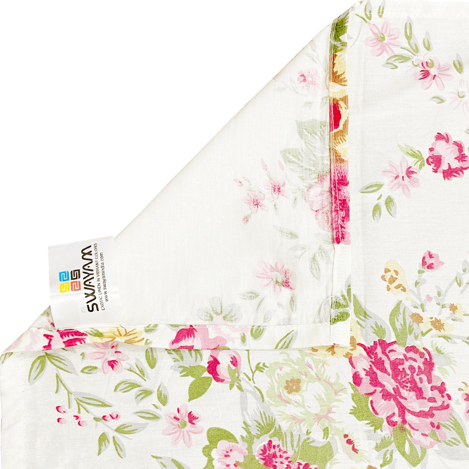 Cream Floral Printed 250 TC Cotton Double Bedsheet with Matching 2 Pillow Covers (90x108 Inches)