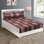 Royal Maroon Mosaic Cotton Double King Bedsheet with 2 Pillow Covers 250TC - Geometric Elegance (90x108 inches)