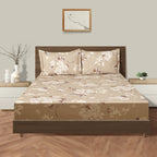 Elegant Floral Harmony Cotton Double King Bedsheet with 2 Pillow Covers 250TC - Warm Beige (90x108 inches)