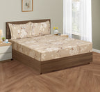 Elegant Floral Harmony Cotton Double King Bedsheet with 2 Pillow Covers 250TC - Warm Beige (90x108 inches)