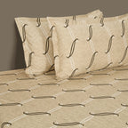 Cotton Double King Bedsheet with 2 Pillow Covers 250TC - Beige Geometric Pattern (90x108 inches)