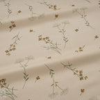 Cotton Double King Bedsheet with 2 Pillow Covers 250TC - Beige with Minimal Floral Print (90x108 inches)