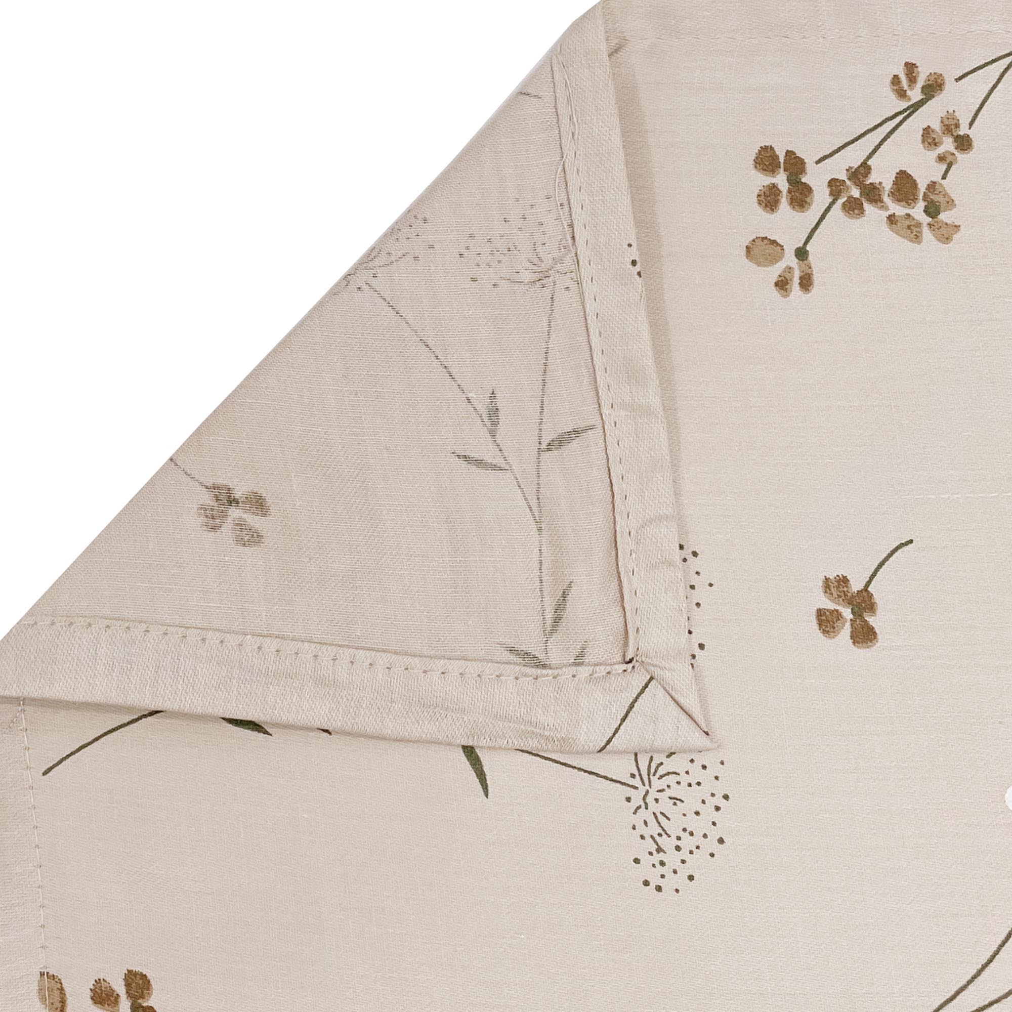 Cotton Double King Bedsheet with 2 Pillow Covers 250TC - Beige with Minimal Floral Print (90x108 inches)
