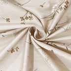 Cotton Double King Bedsheet with 2 Pillow Covers 250TC - Beige with Minimal Floral Print (90x108 inches)