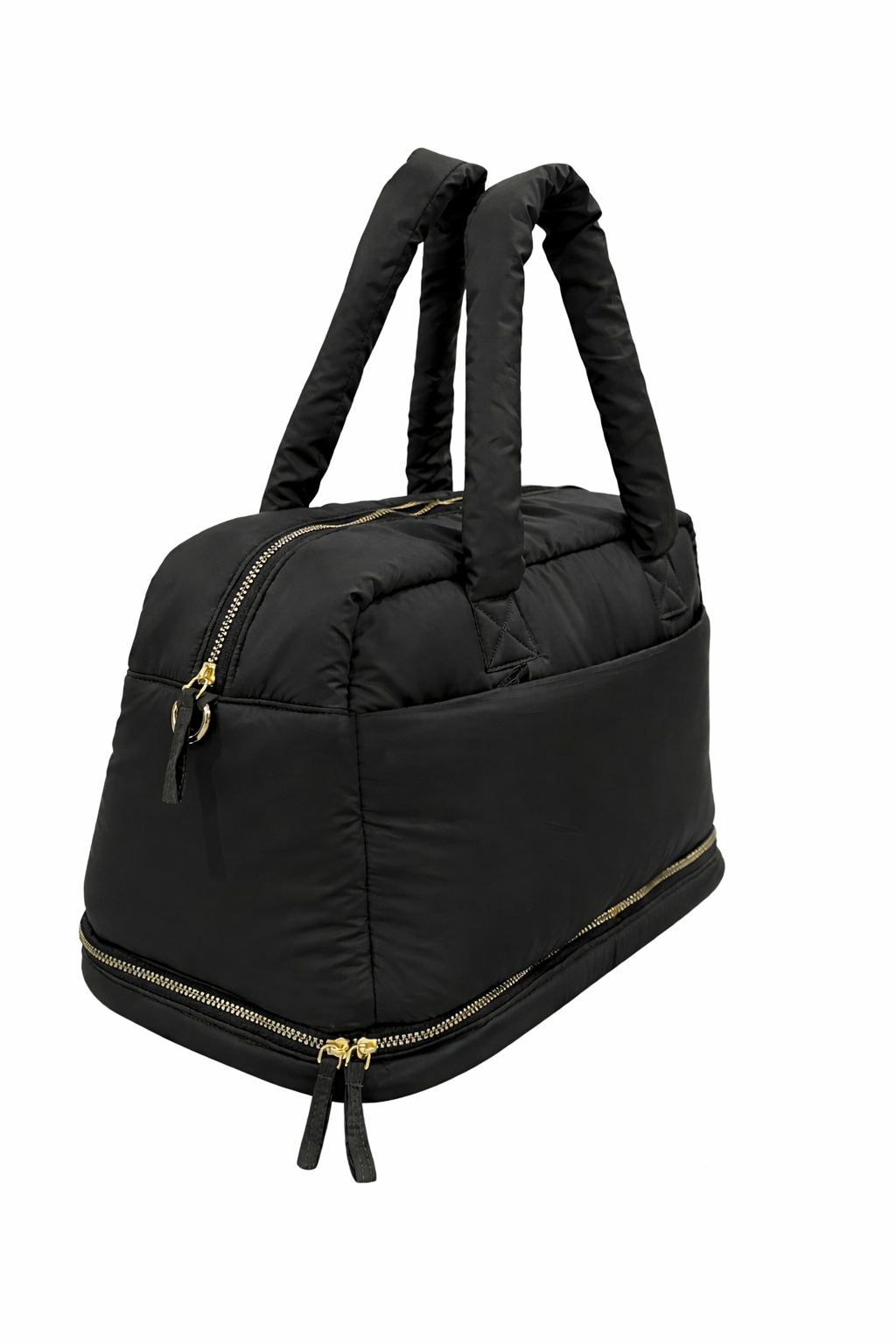 Puffer Overnighter Unisex Black Duffel Bag