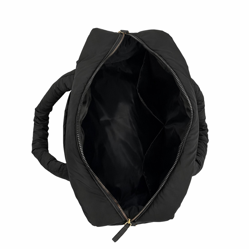 Puffer Overnighter Unisex Black Duffel Bag