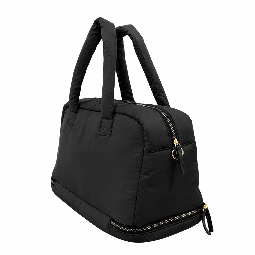 Puffer Overnighter Unisex Black Duffel Bag