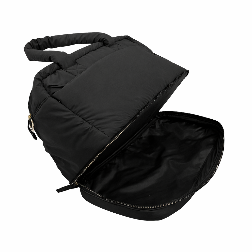 Puffer Overnighter Unisex Black Duffel Bag
