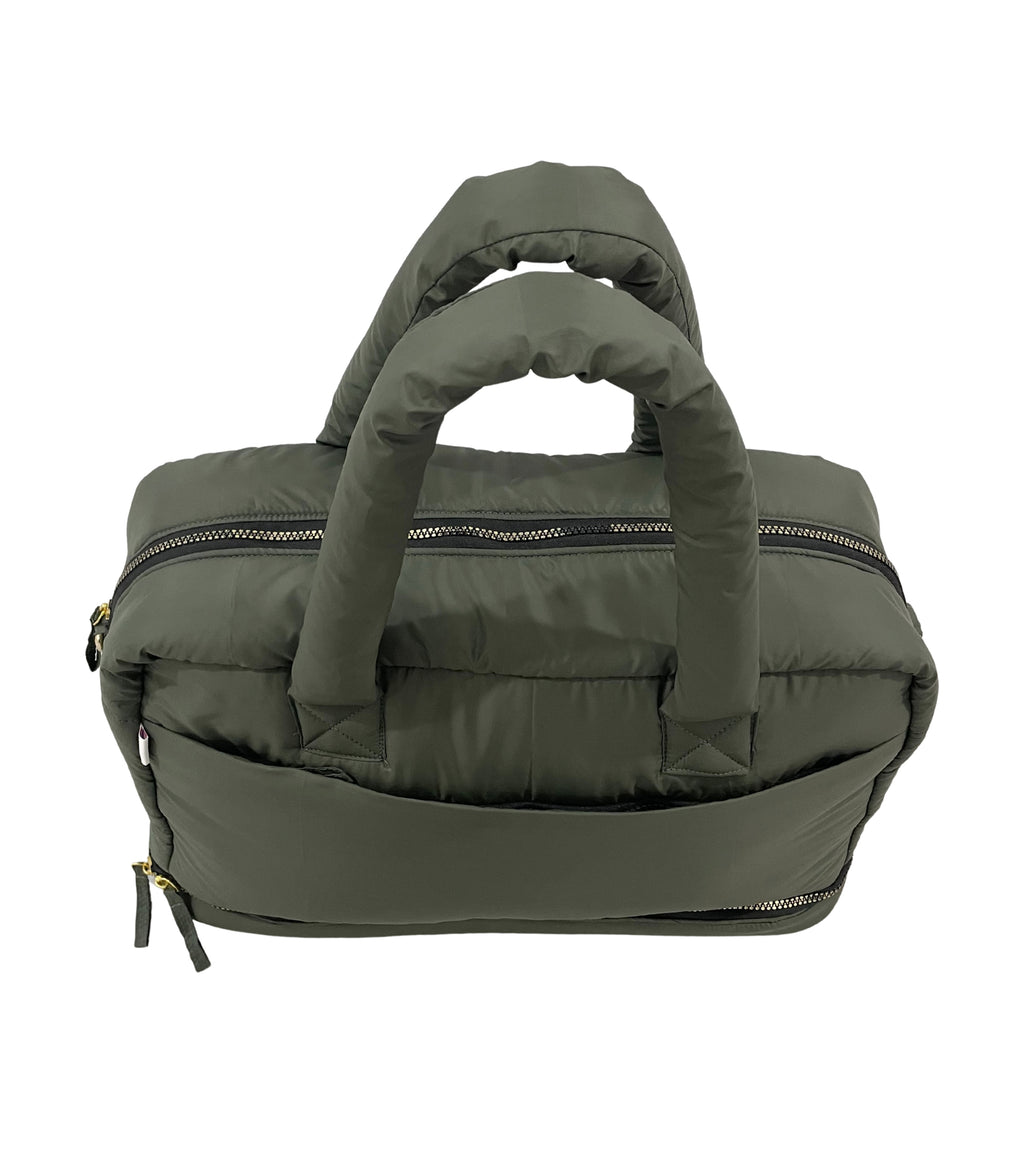 Puffer Overnighter Unisex Olive Duffel Bag