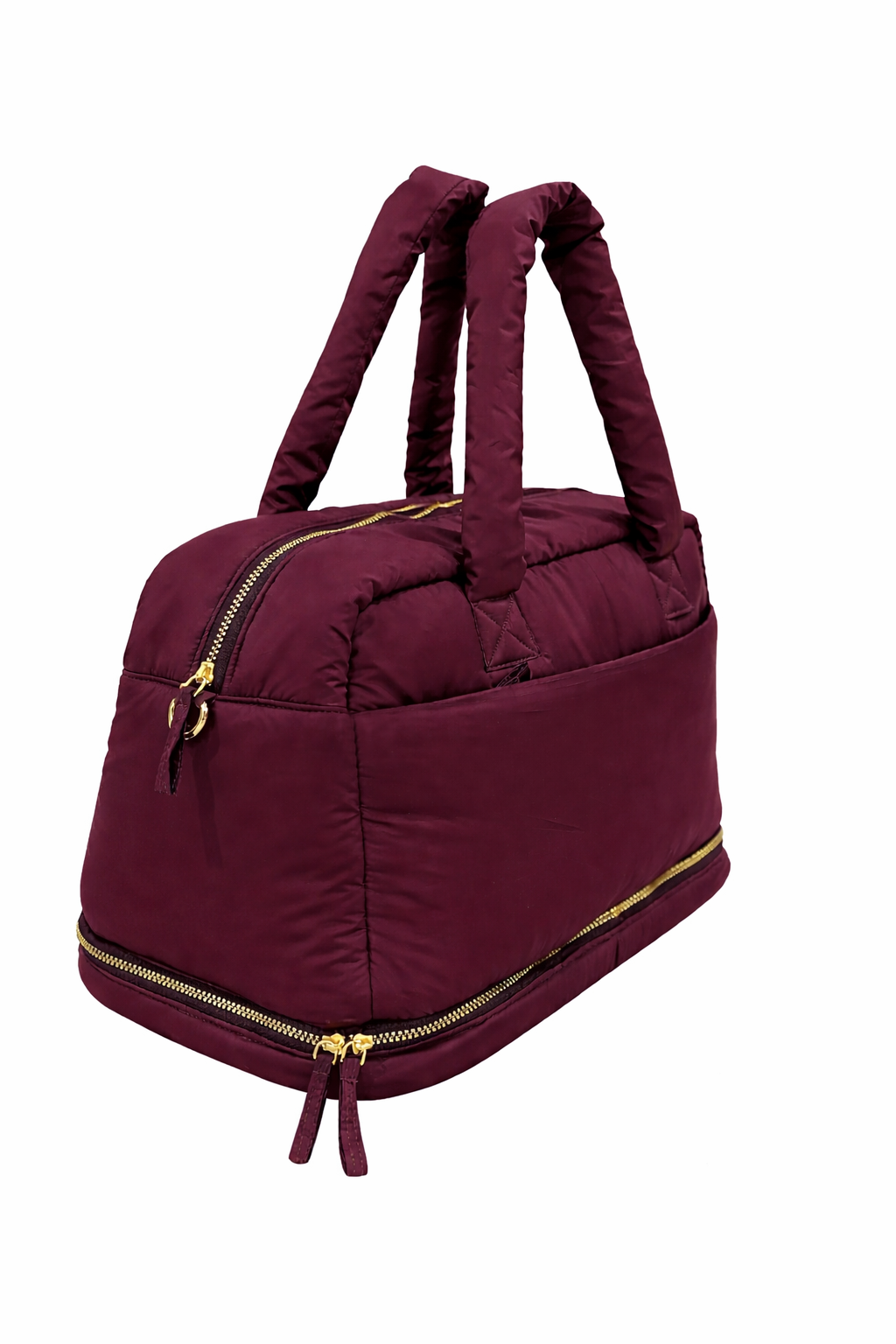 Puffer Overnighter Unisex Burgundy Duffel Bag