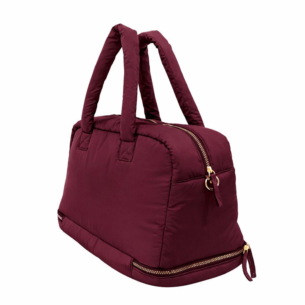 Puffer Overnighter Unisex Burgundy Duffel Bag