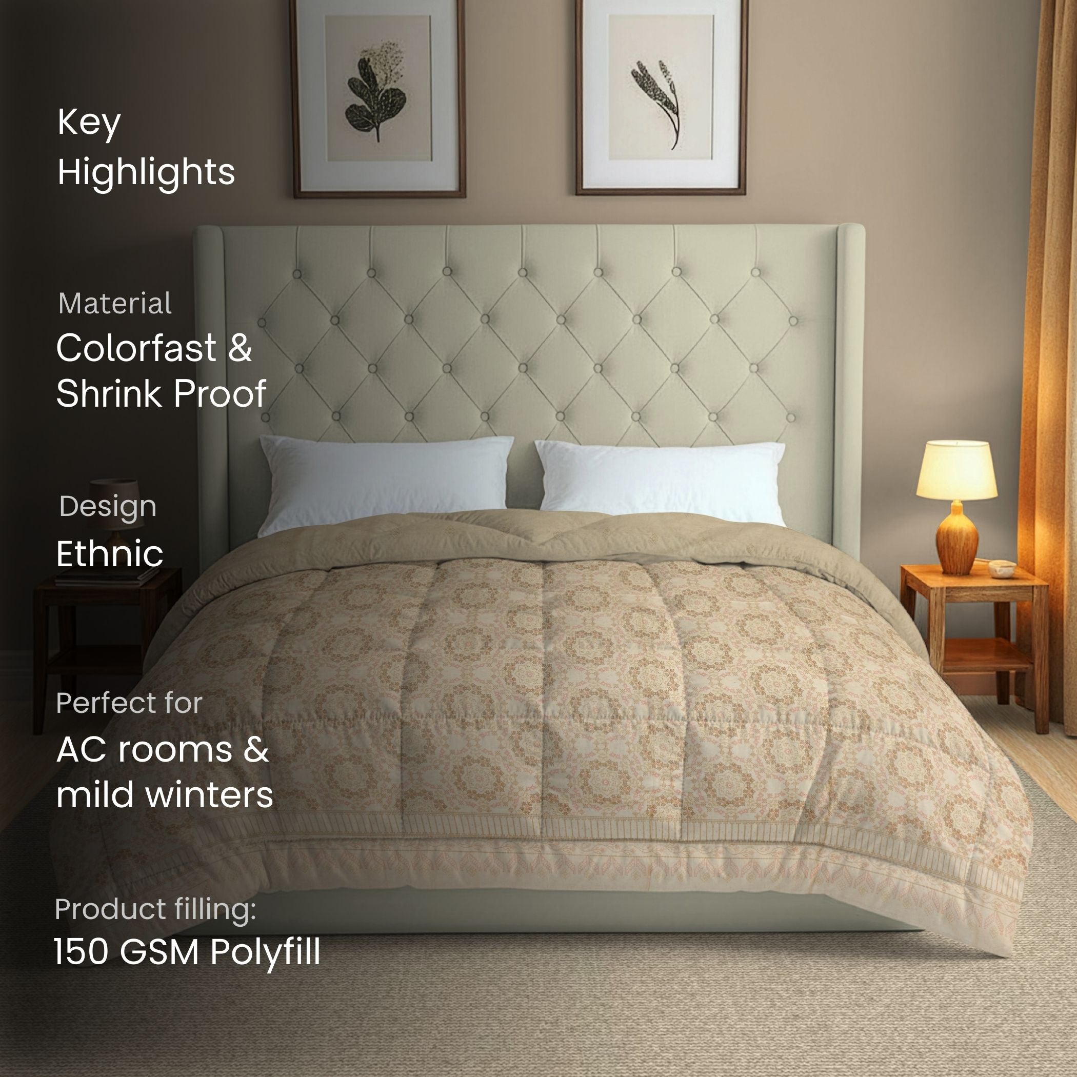 Cozy Cotton Mandala Red Double Winter Quilt