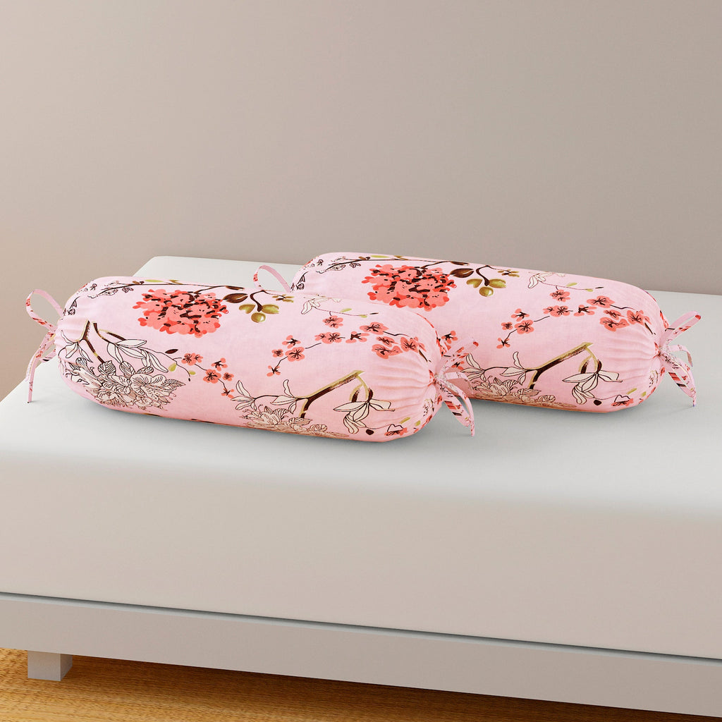 Premium 6 Pcs Pure Cotton Quilted Diwan Set – Pink Floral Design