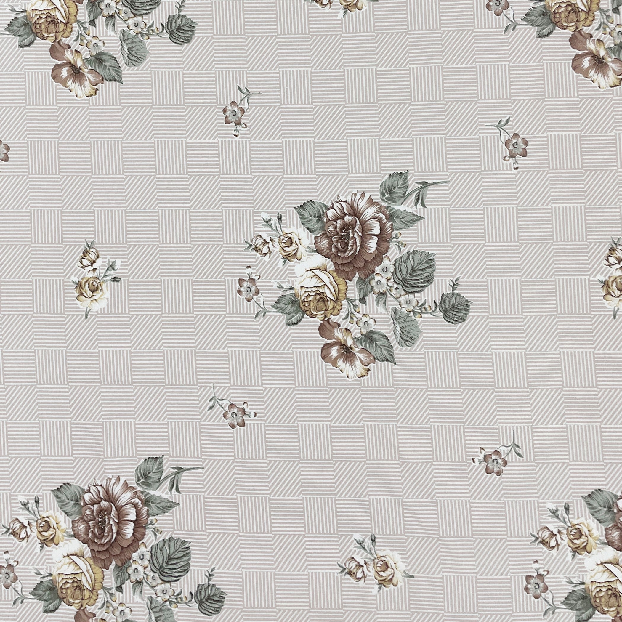 Premium 6 Pcs Pure Cotton Quilted Diwan Set – Beige Floral Design