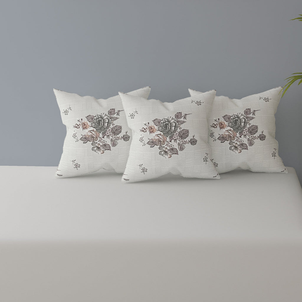 Premium 6 Pcs Pure Cotton Quilted Diwan Set – Grey Floral Design
