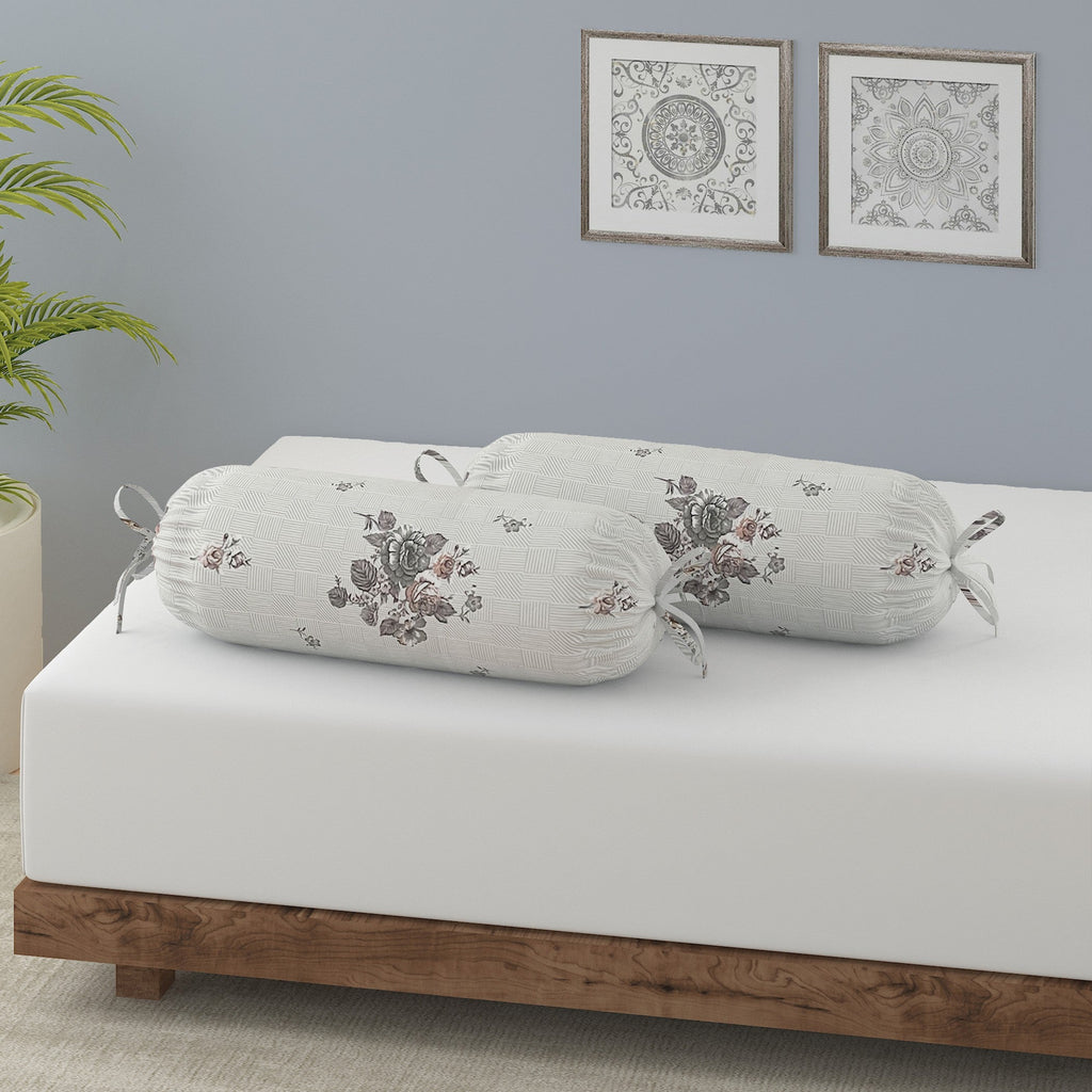 Premium 6 Pcs Pure Cotton Quilted Diwan Set – Grey Floral Design