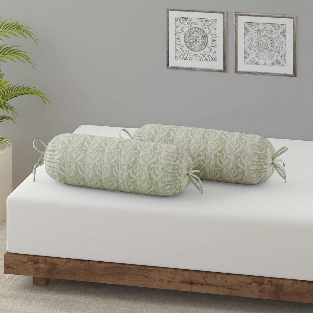 Swayam Leaf Trail Printed Cotton Diwan Set - Soft Green