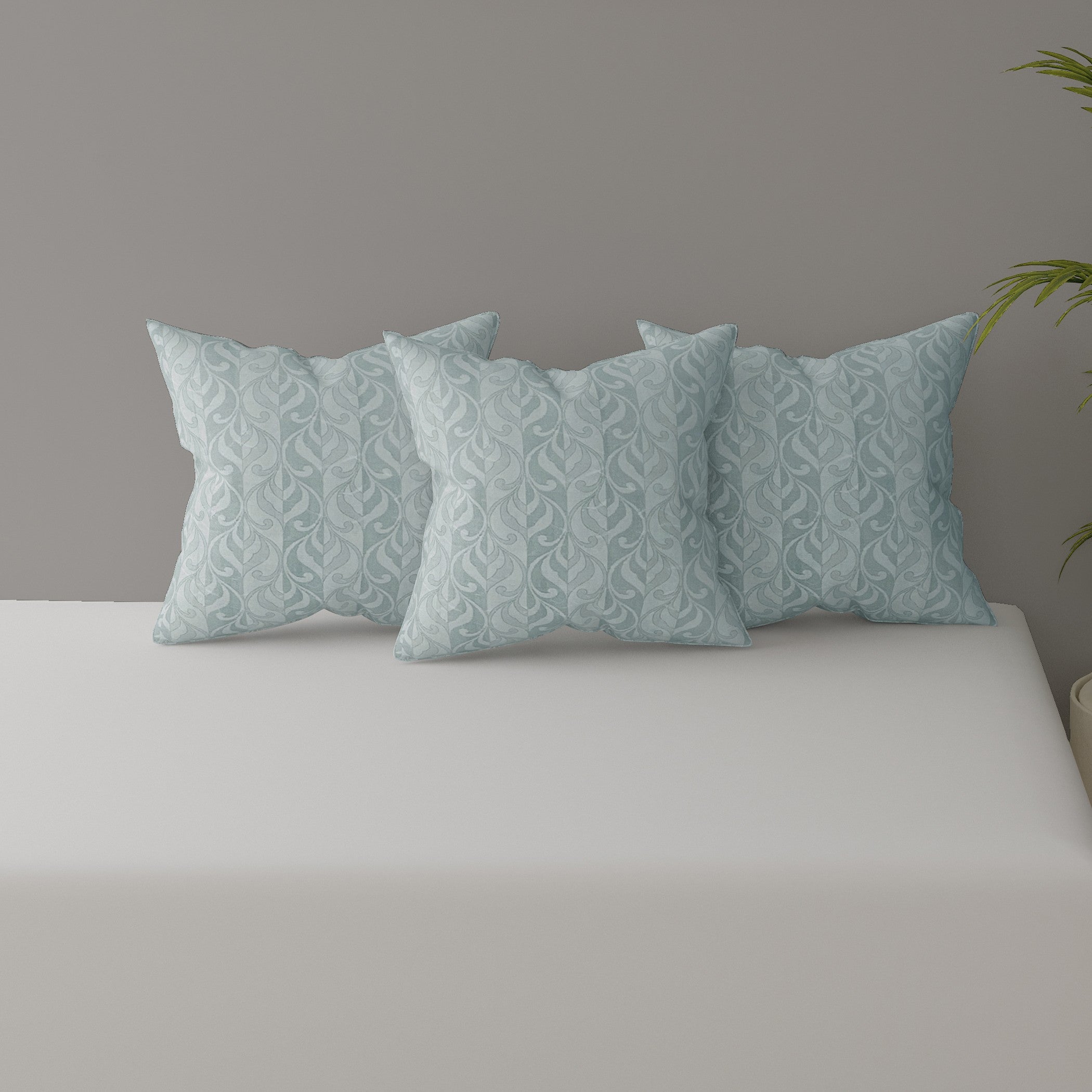 Premium 6 Pcs Pure Cotton Quilted Diwan Set – Blue Abstract Design