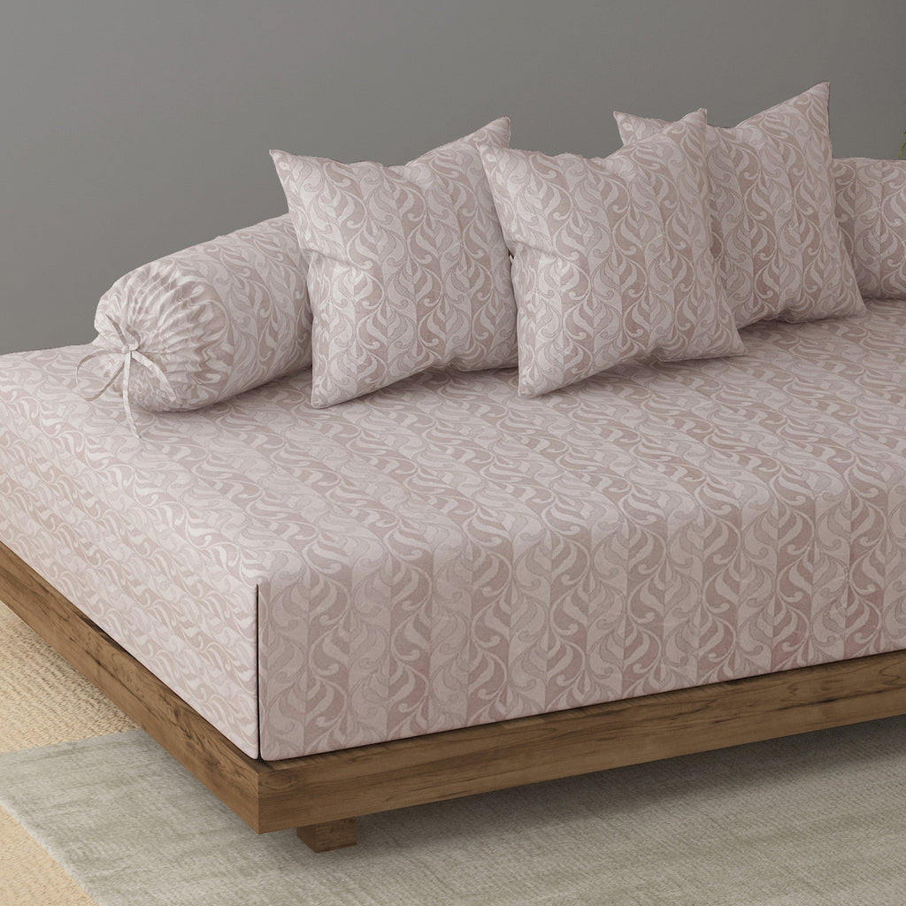 Swayam Leaf Motif Printed Cotton Diwan Set - Soft Blush Pink