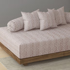 Swayam Leaf Motif Printed Cotton Diwan Set - Soft Blush Pink