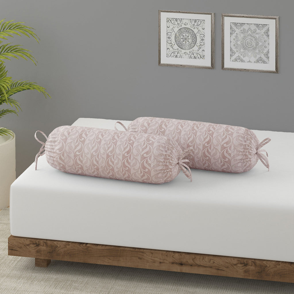 Swayam Leaf Motif Printed Cotton Diwan Set - Soft Blush Pink