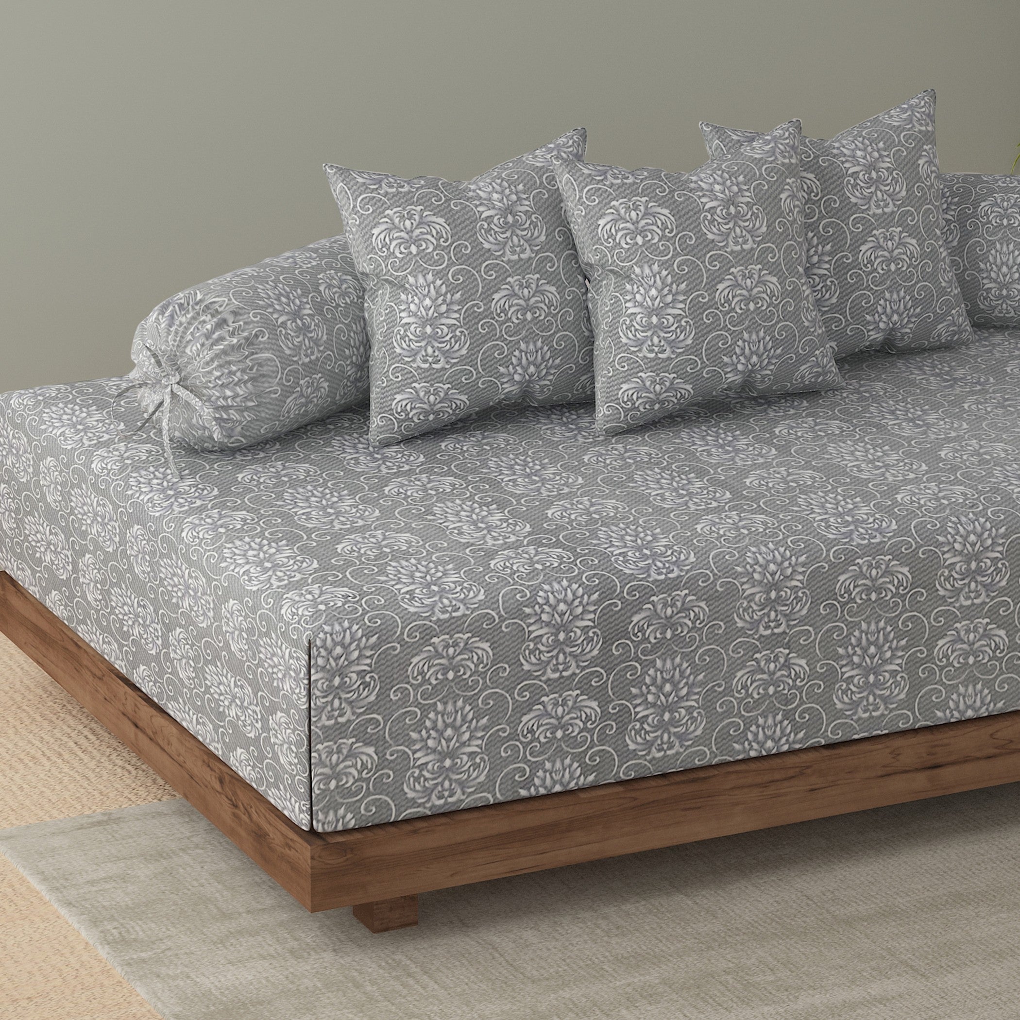 Premium 6 Pcs Quilted Diwan Set – Purple Abstract Design