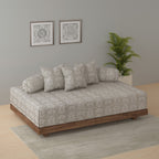 Premium 6 Pcs Quilted Diwan Set with 100% Cotton Fabric – Classic Grey abstract