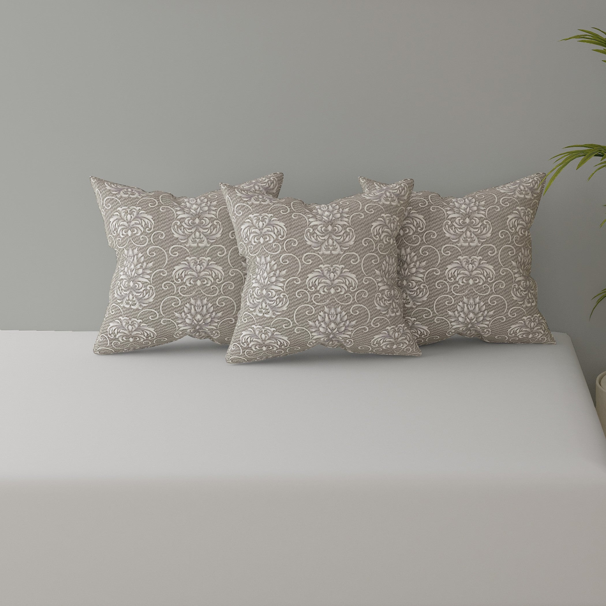 Premium 6 Pcs Quilted Diwan Set with 100% Cotton Fabric – Classic Grey abstract