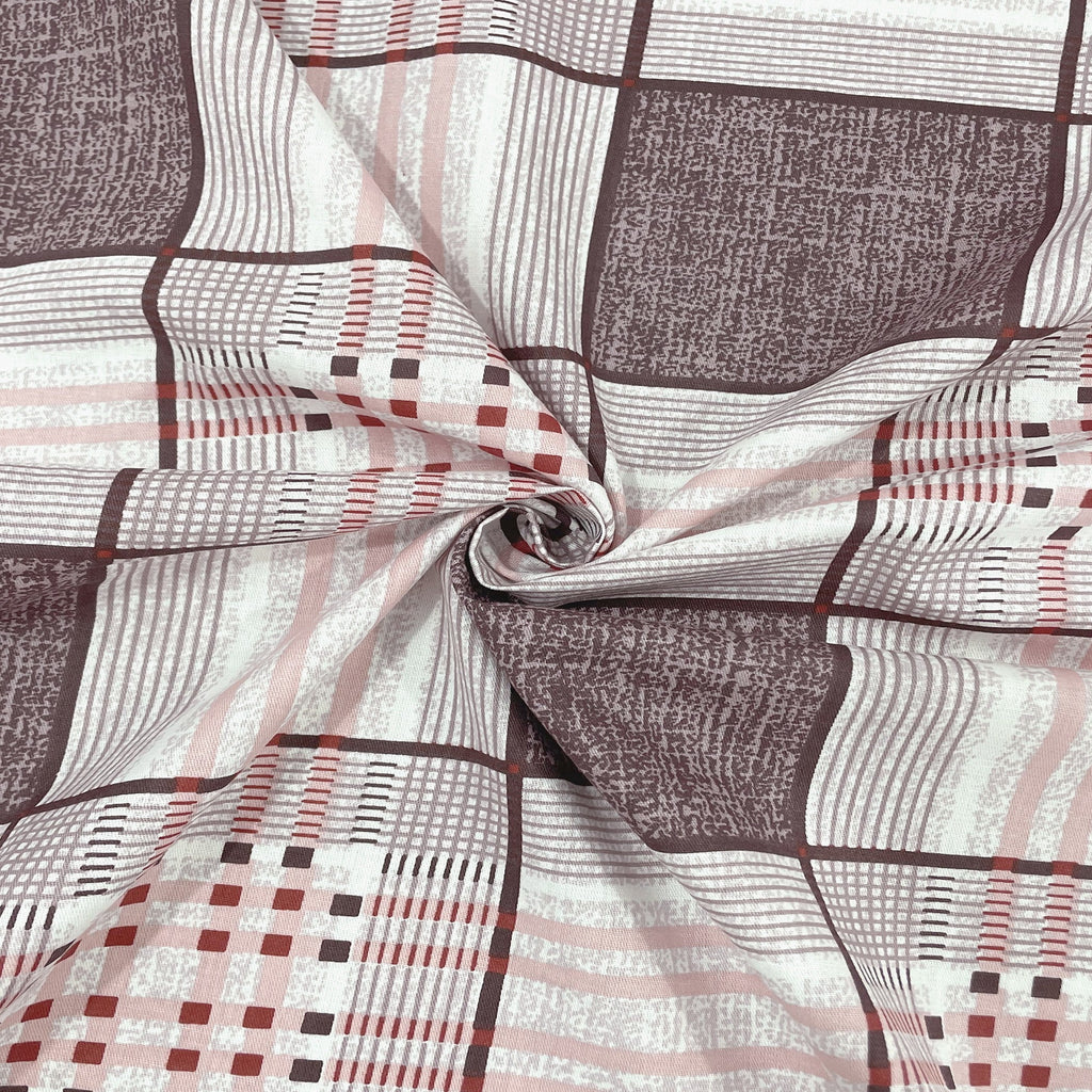 Swayam Checked Printed Cotton Diwan Set - Brown & Beige