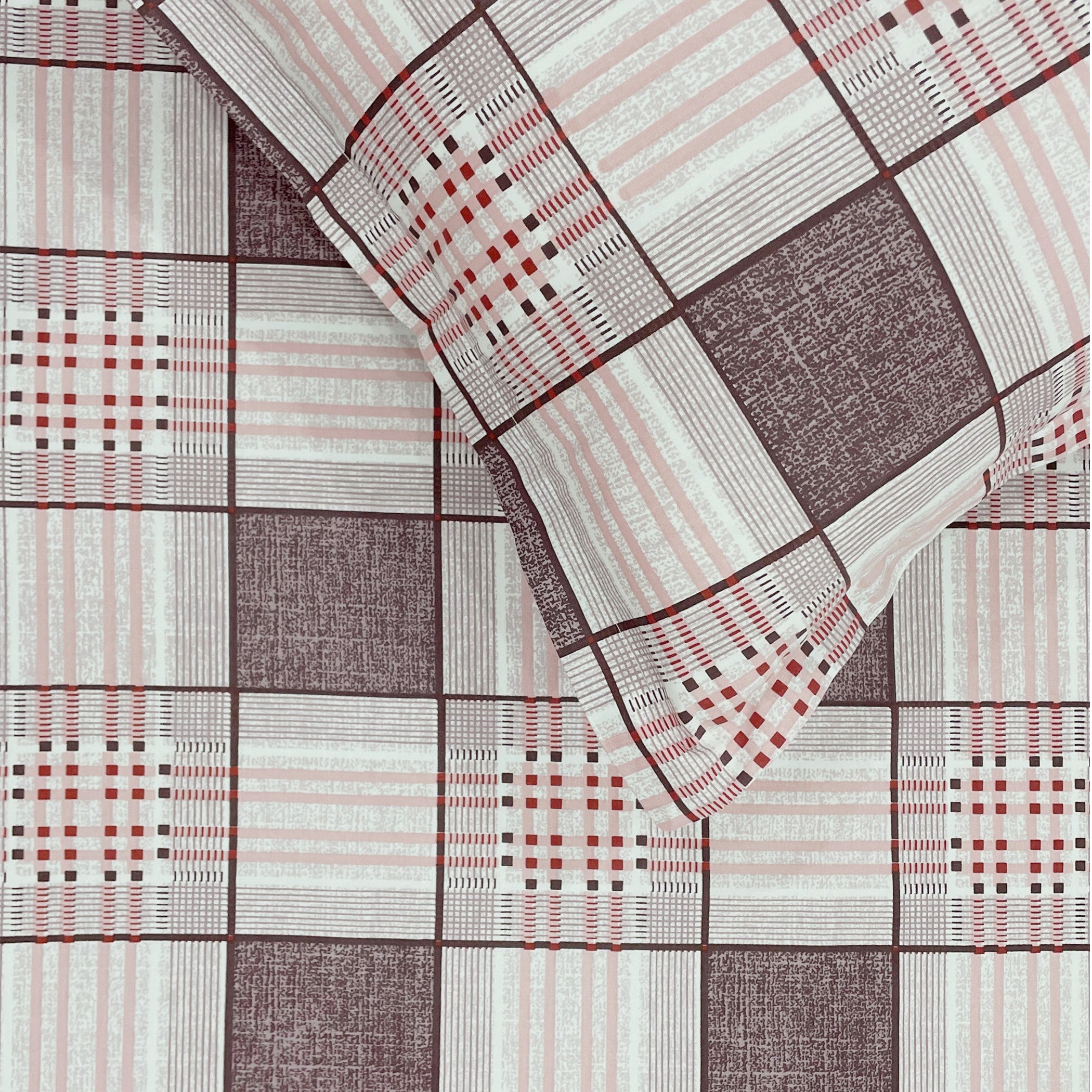 Swayam Checked Printed Cotton Diwan Set - Brown & Beige