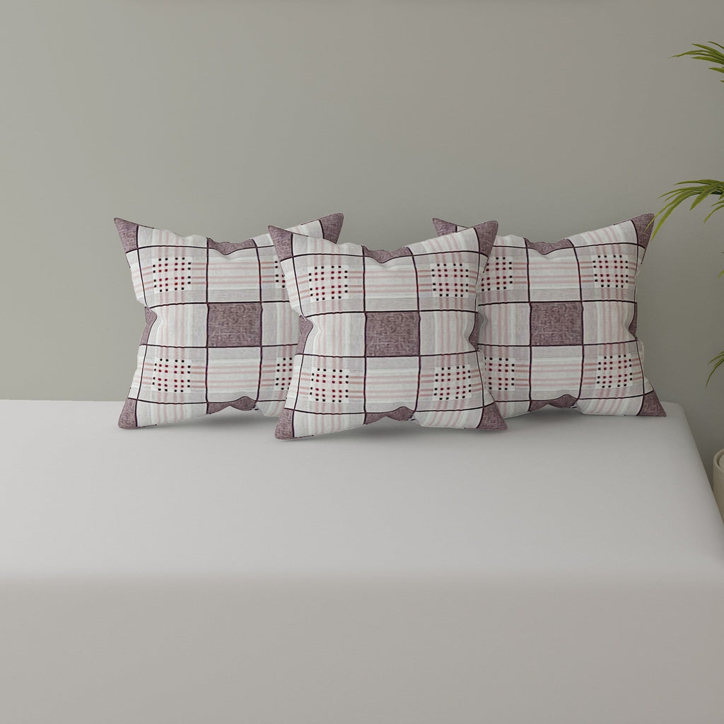 Swayam Checked Printed Cotton Diwan Set - Brown & Beige