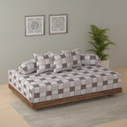 Swayam Checked Printed Cotton Diwan Set - Brown & Beige