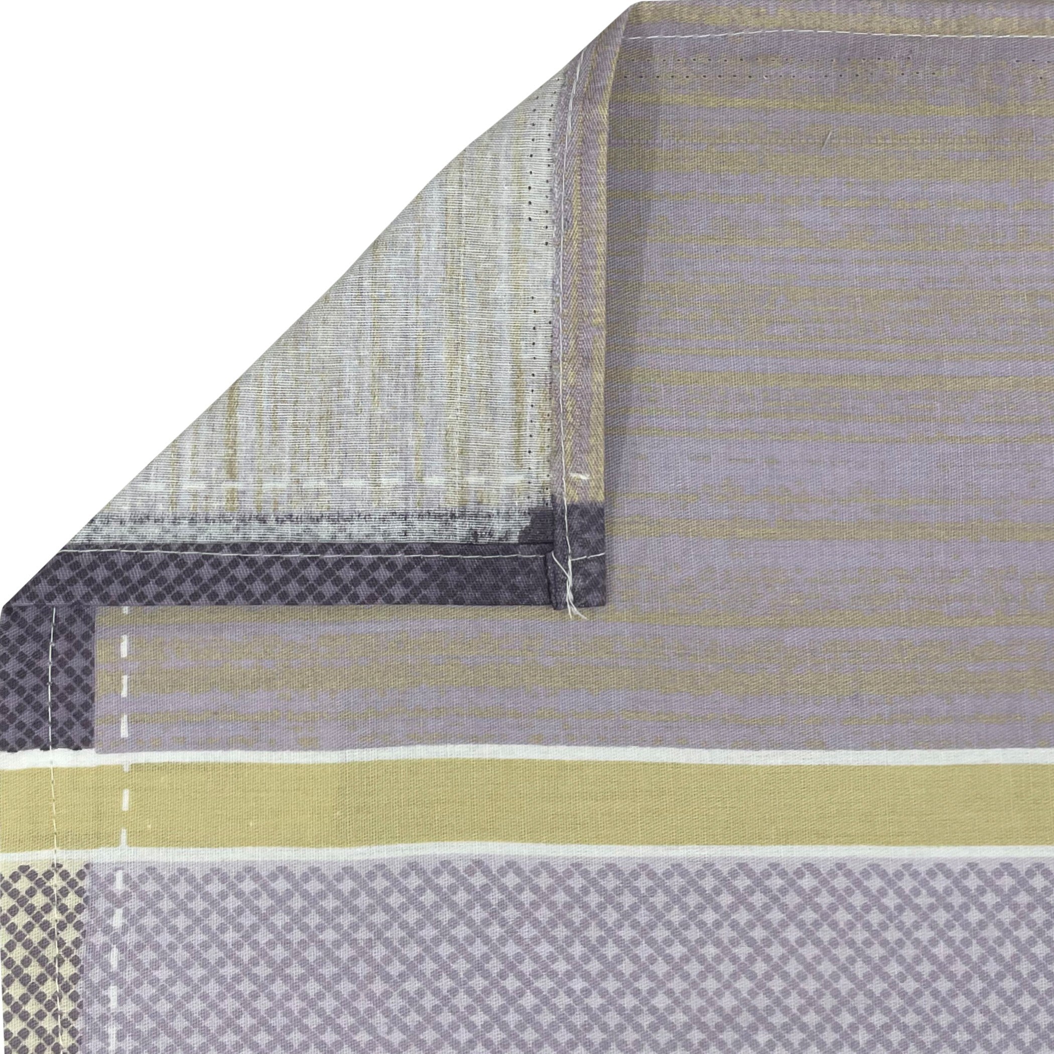 Swayam Checked Printed Cotton Diwan Set - Grey, Sage Green & Lavender
