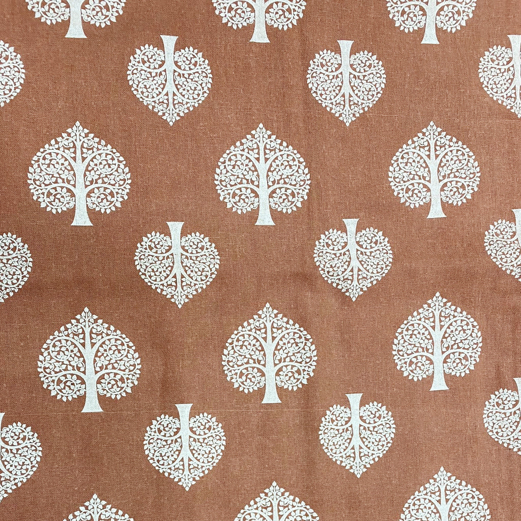 Ethnic Brown Cotton Diwan Set with Tree Motif - 6 Pcs Traditional Diwan Bedding Set