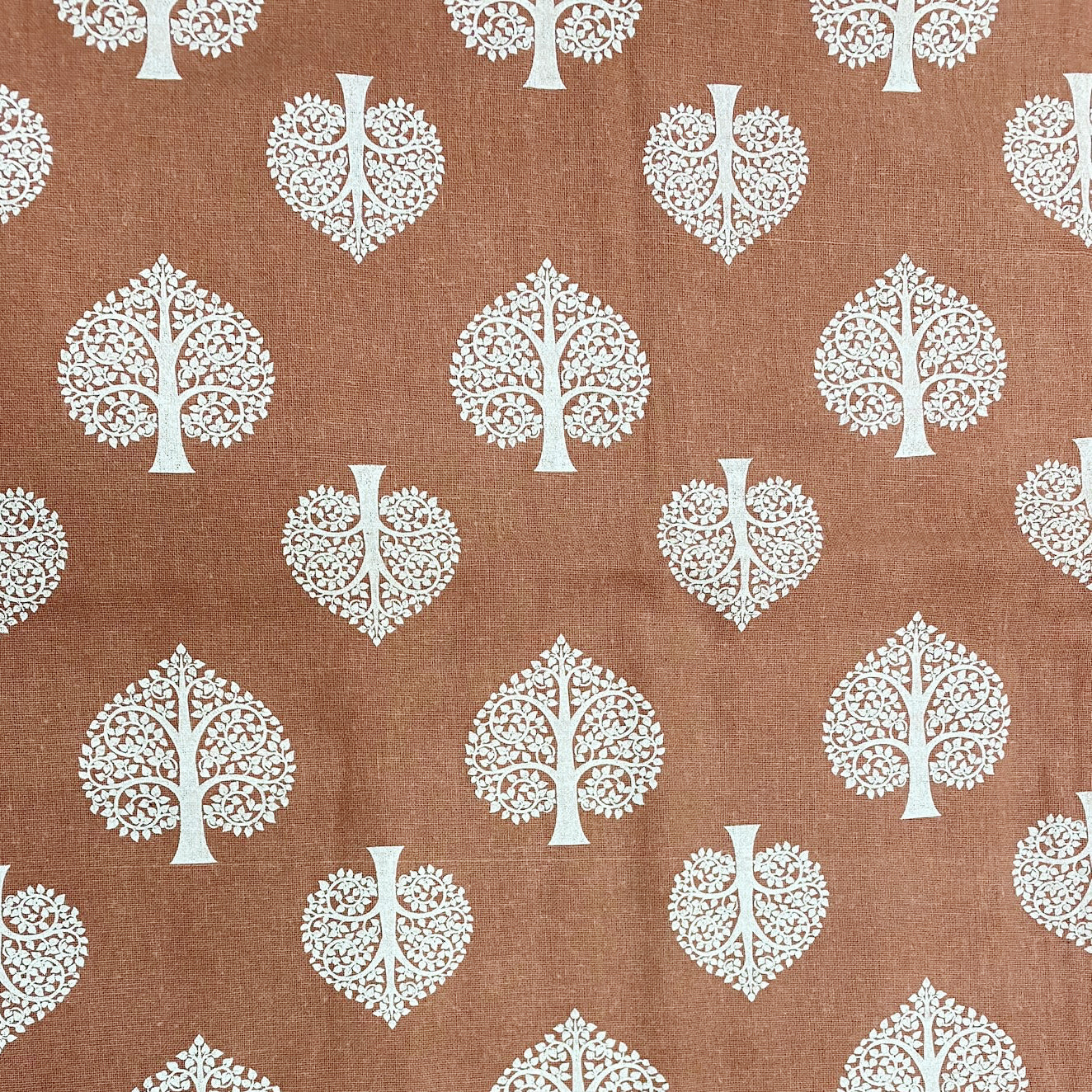 Ethnic Brown Cotton Diwan Set with Tree Motif - 6 Pcs Traditional Diwan Bedding Set