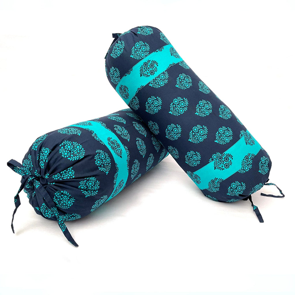 Premium 6 Pcs Pure Cotton Diwan Set – Blue & Aqua Ethnic Motif Design