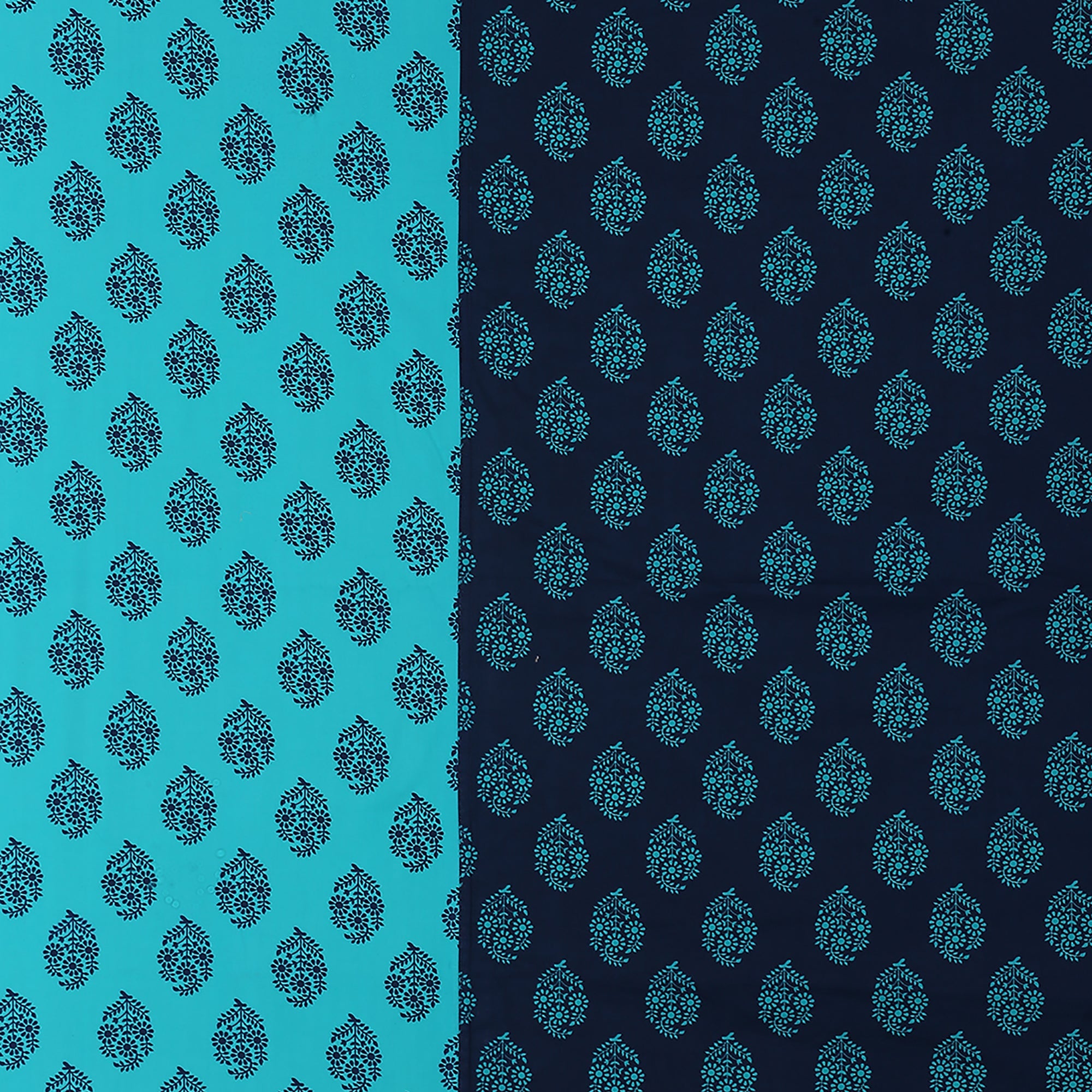 Premium 6 Pcs Pure Cotton Diwan Set – Blue & Aqua Ethnic Motif Design