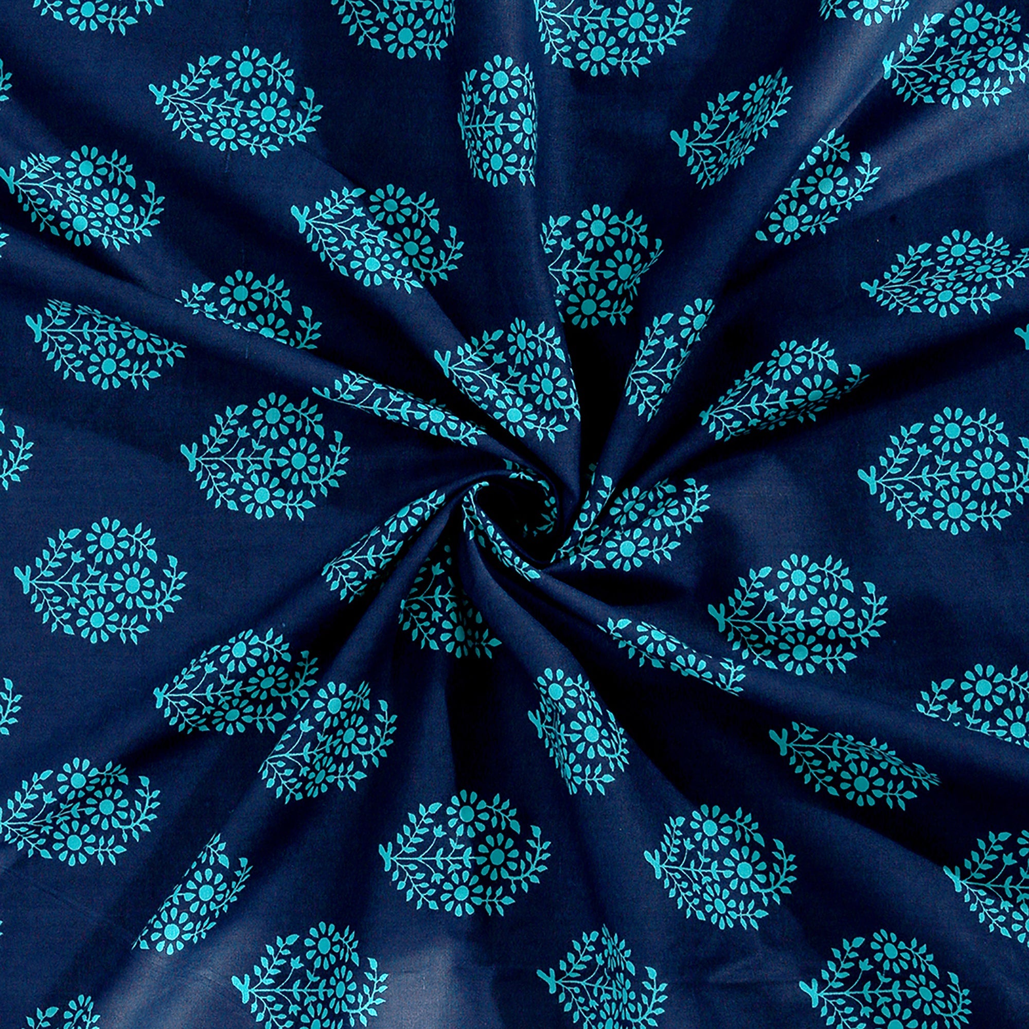 Premium 6 Pcs Pure Cotton Diwan Set – Blue & Aqua Ethnic Motif Design