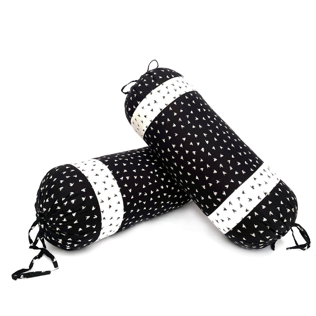 Premium 6 Pcs Pure Cotton Quilted Diwan Set – Black & Ivory Motif Design