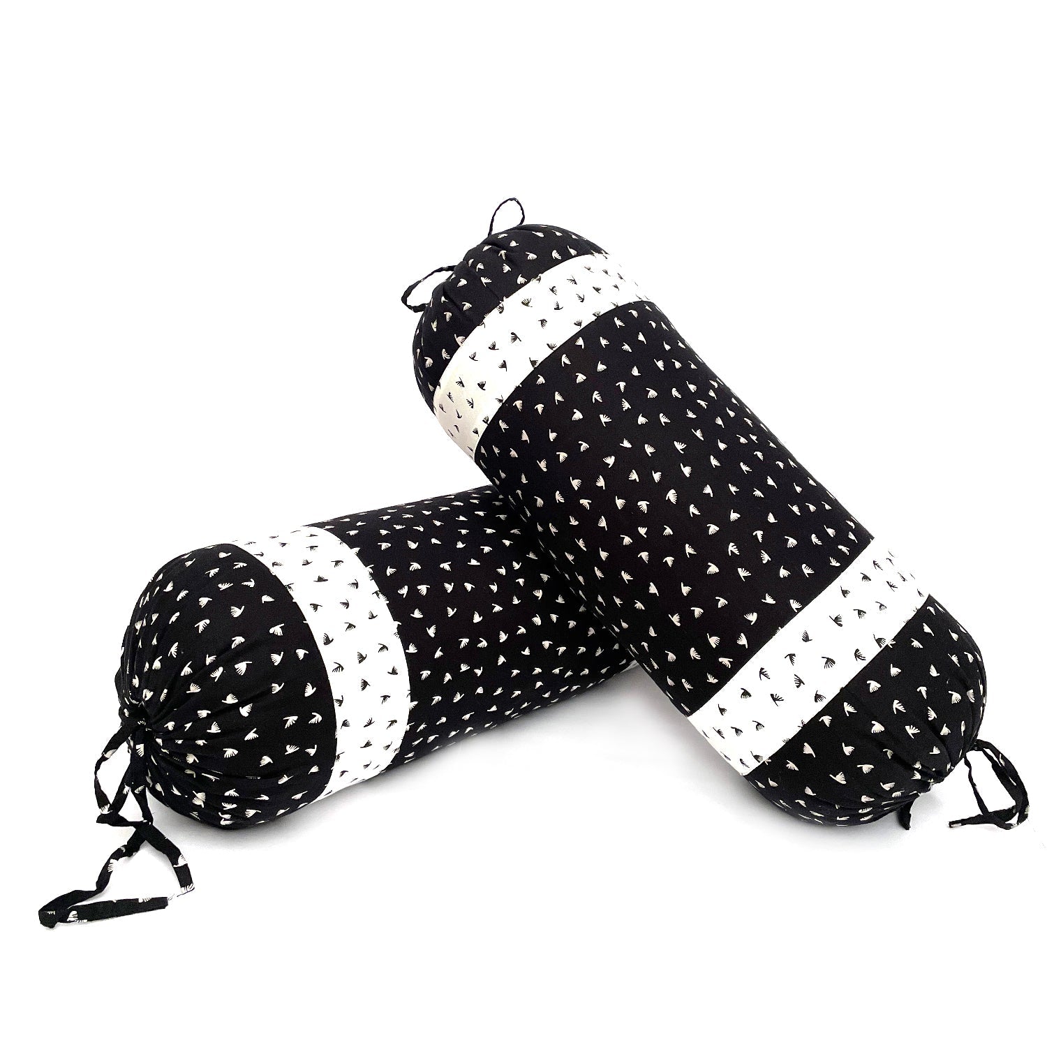 Premium 6 Pcs Pure Cotton Quilted Diwan Set – Black & Ivory Motif Design