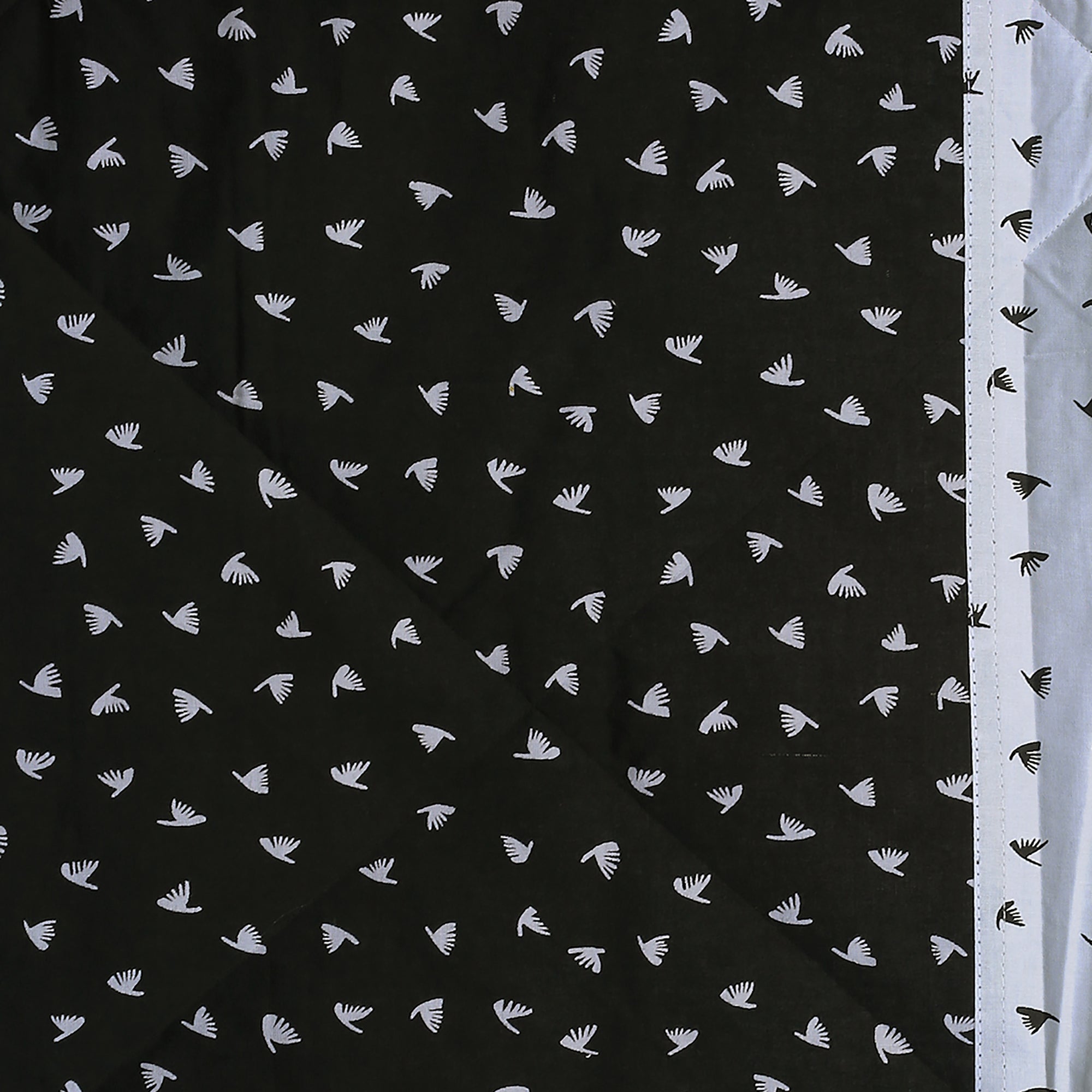 Premium 6 Pcs Pure Cotton Quilted Diwan Set – Black & Ivory Motif Design