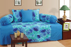 Premium 6 Pcs Pure Cotton Quilted Diwan Set – Blue Floral Design