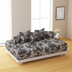 Swayam Floral Printed Cotton Diwan Set - Black & Off-White