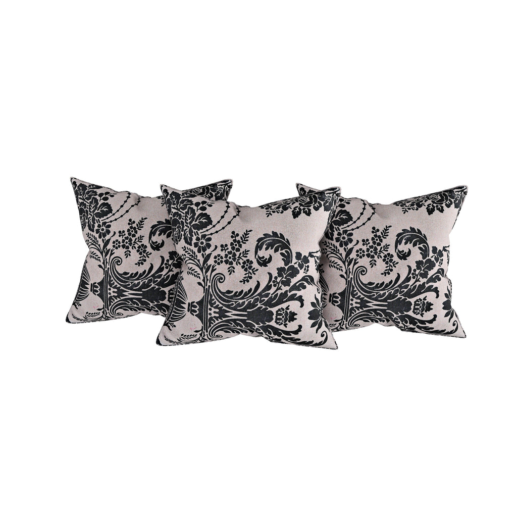 Swayam Floral Printed Cotton Diwan Set - Black & Off-White