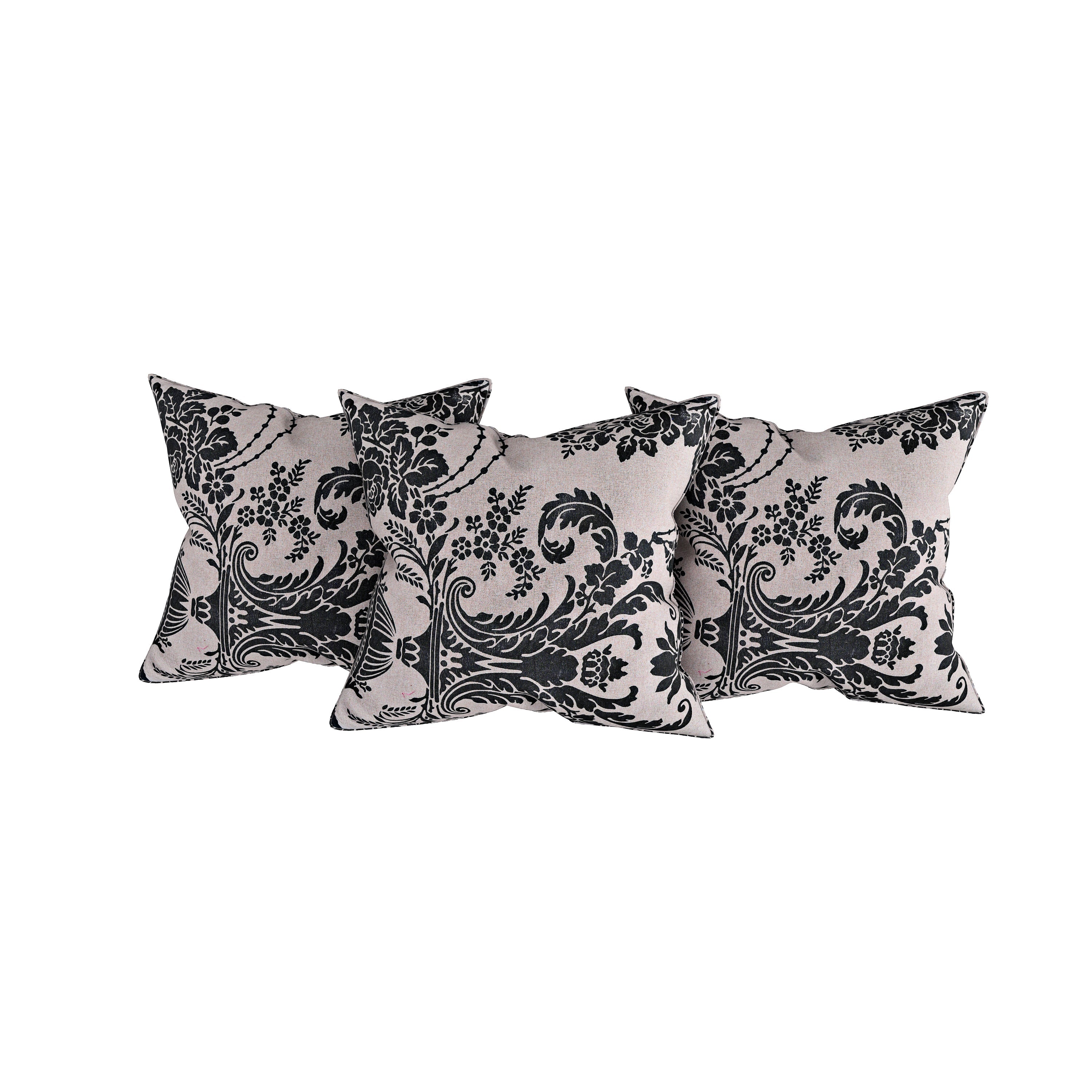 Swayam Floral Printed Cotton Diwan Set - Black & Off-White