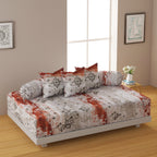 Swayam Abstract Printed Cotton Diwan Set - Rust & Grey