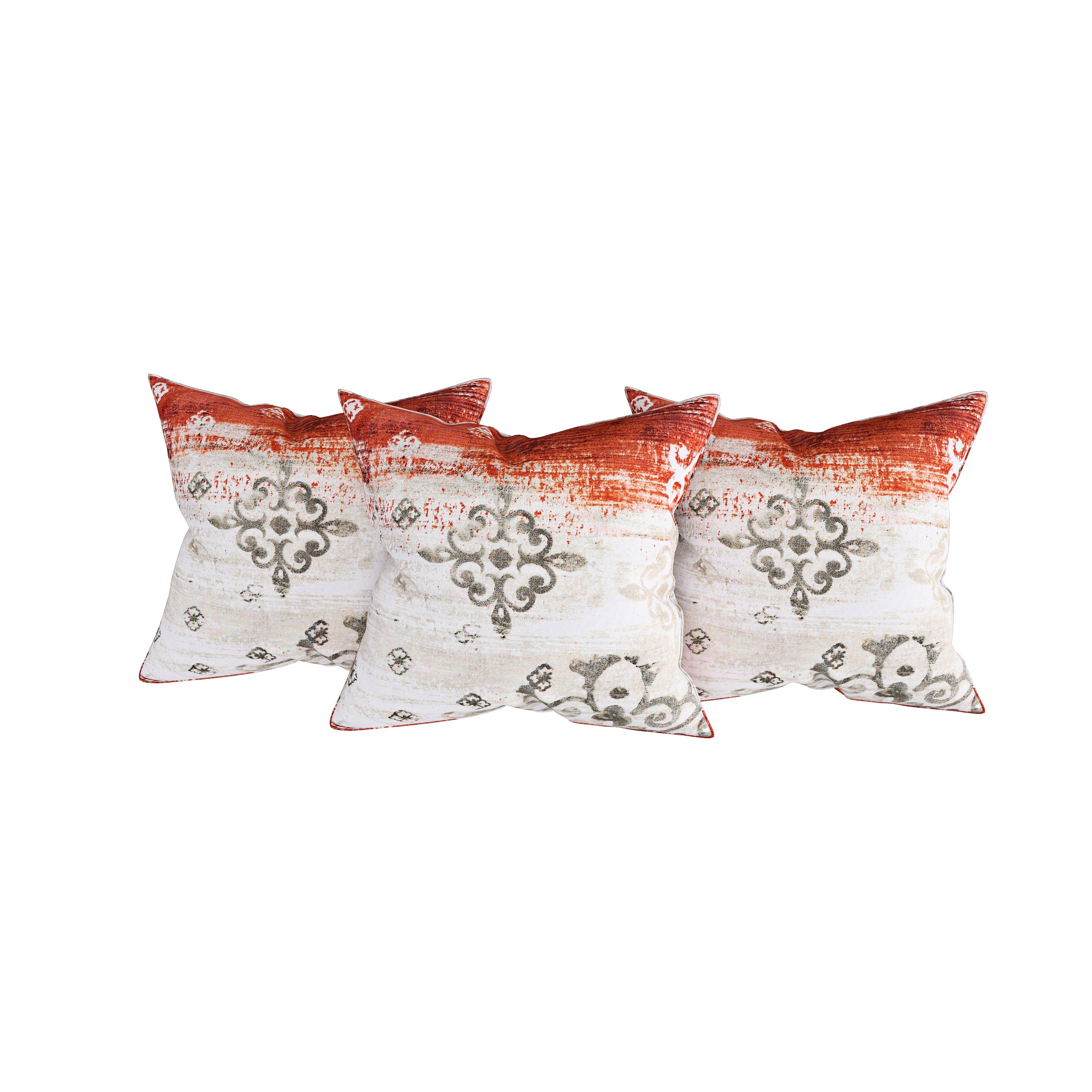 Swayam Abstract Printed Cotton Diwan Set - Rust & Grey