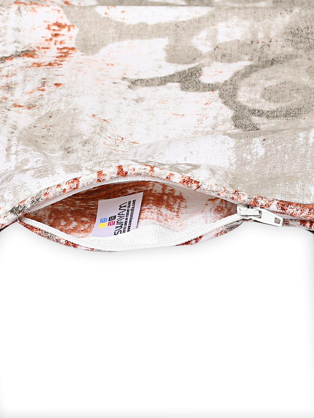 Swayam Abstract Printed Cotton Diwan Set - Rust & Grey