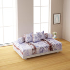 Swayam Abstract Printed Cotton Diwan Set - Blue & Brown