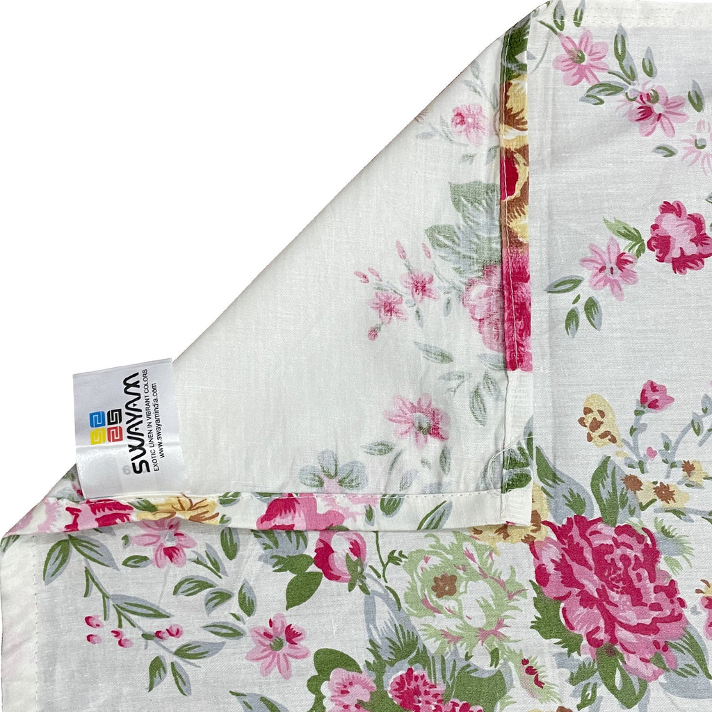 Swayam Floral Printed Cotton Diwan Set - Multicolor on White